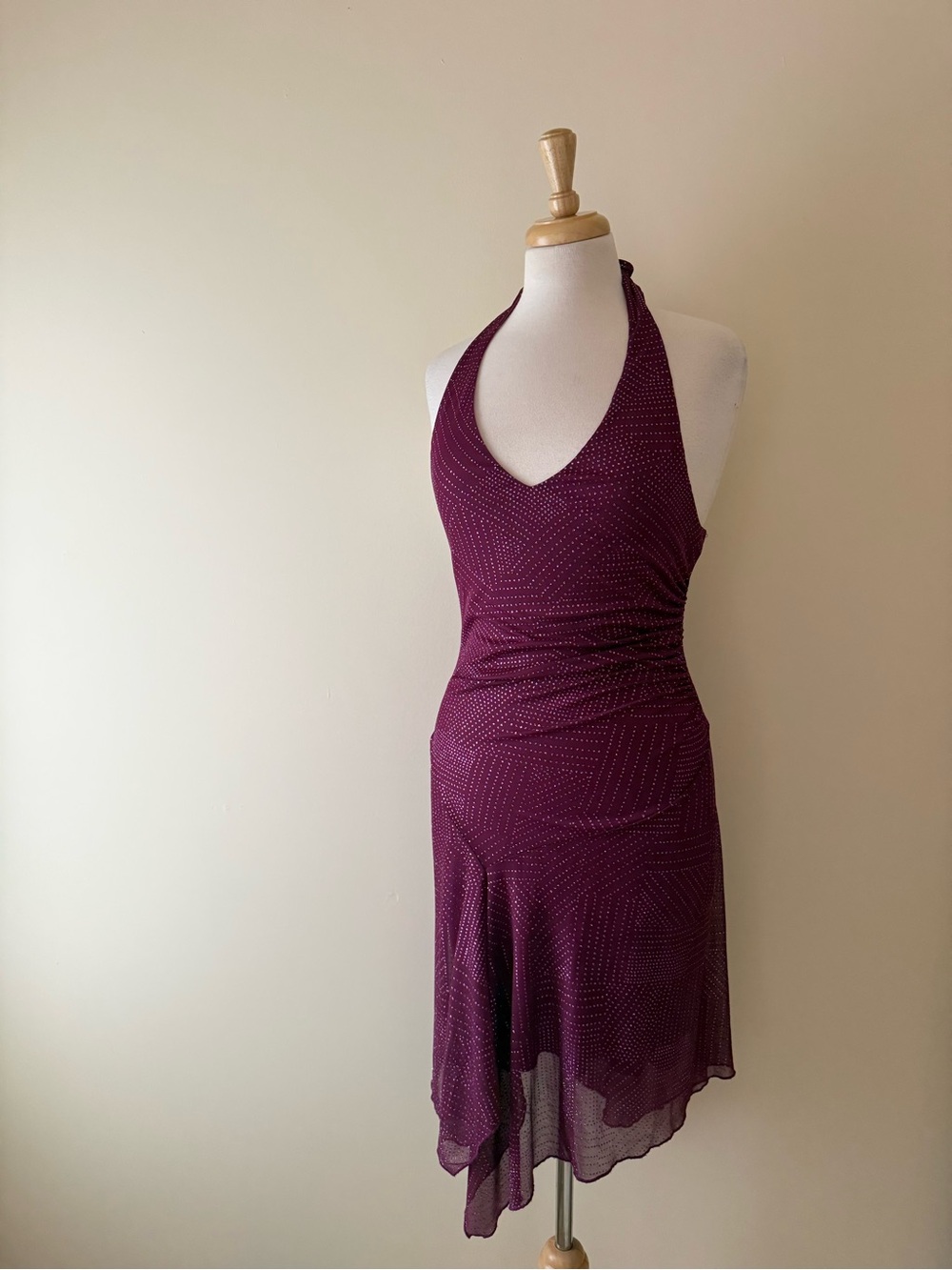 Vintage Wishes Wishes Purple Glitter Halter Dress | Y2K